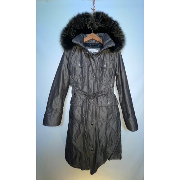 Laundry by Shelli Segal Fox Fur Trimmed Coat - Size‎ S - Just Fabulous! - Picture 1 of 16